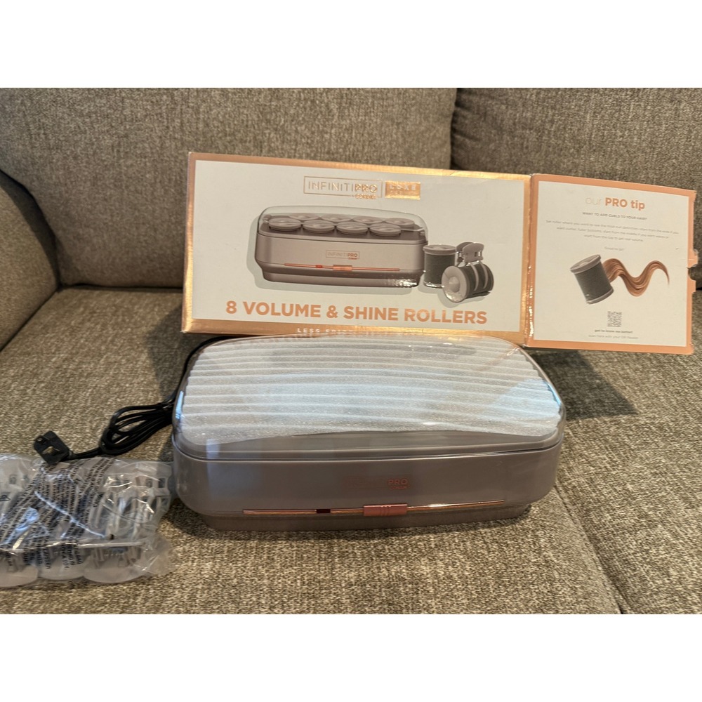 Conair InfinitiPRO Luxe Series 8 Volume & Shine Hot Rollers HS800 Rose Gold Grey
